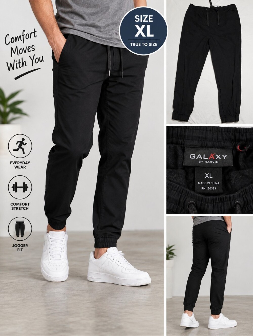 New galaxy mens XL jogger black pants #24